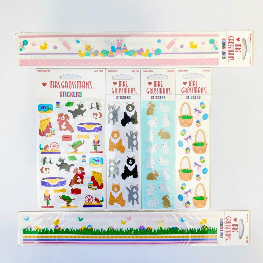 Vintage Mrs Grossmans 90s Sticker Lot SEALED Animals Pets Dogs Cats Bunnies